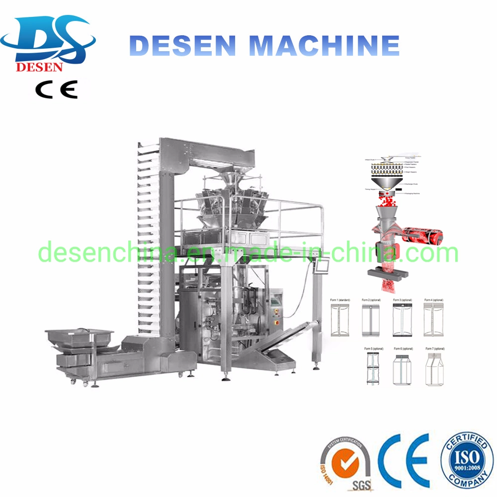 Automatic Snacks/Potato Chips/Biscuit/Rice/Popcorn/Grains/Seeds/Nuts/Sugar /Dried Fruit/Frozen Food/Fried Fish Sckin/Tea Packing Packaging Sealing Machine